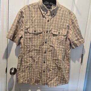 Carhartt Loose Fit Midweight Short-Sleeve Plaid Shirt tan sz L